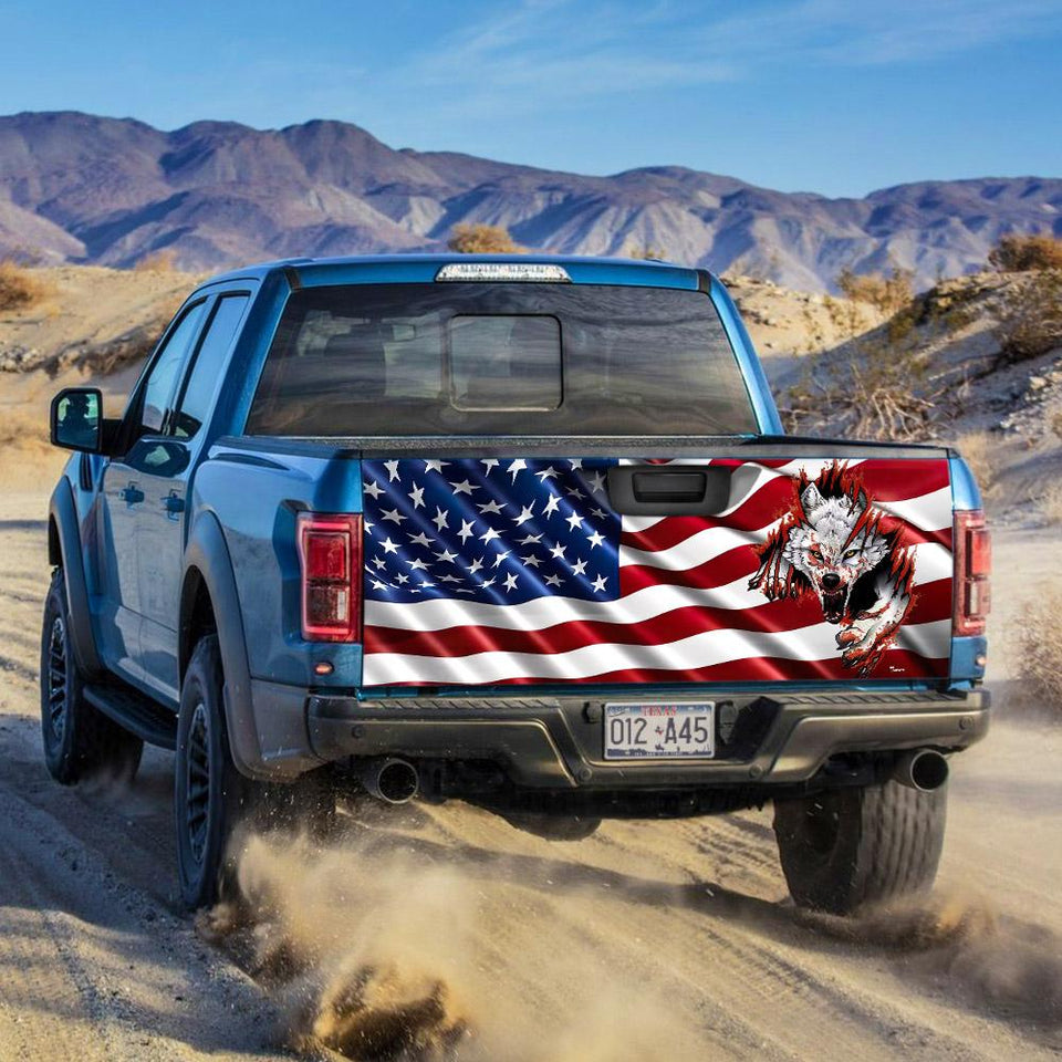 Wolf Graphic American Truck Tailgate Decal Sticker Wrap Tailgate Wrap Decals For Trucks