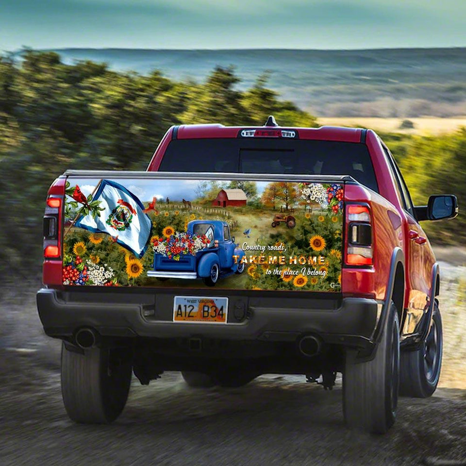 Country Roads Take Me Home To The Place I Belotruck Tailgate Decal Sticker Wrap Tailgate Wrap Decals For Trucks