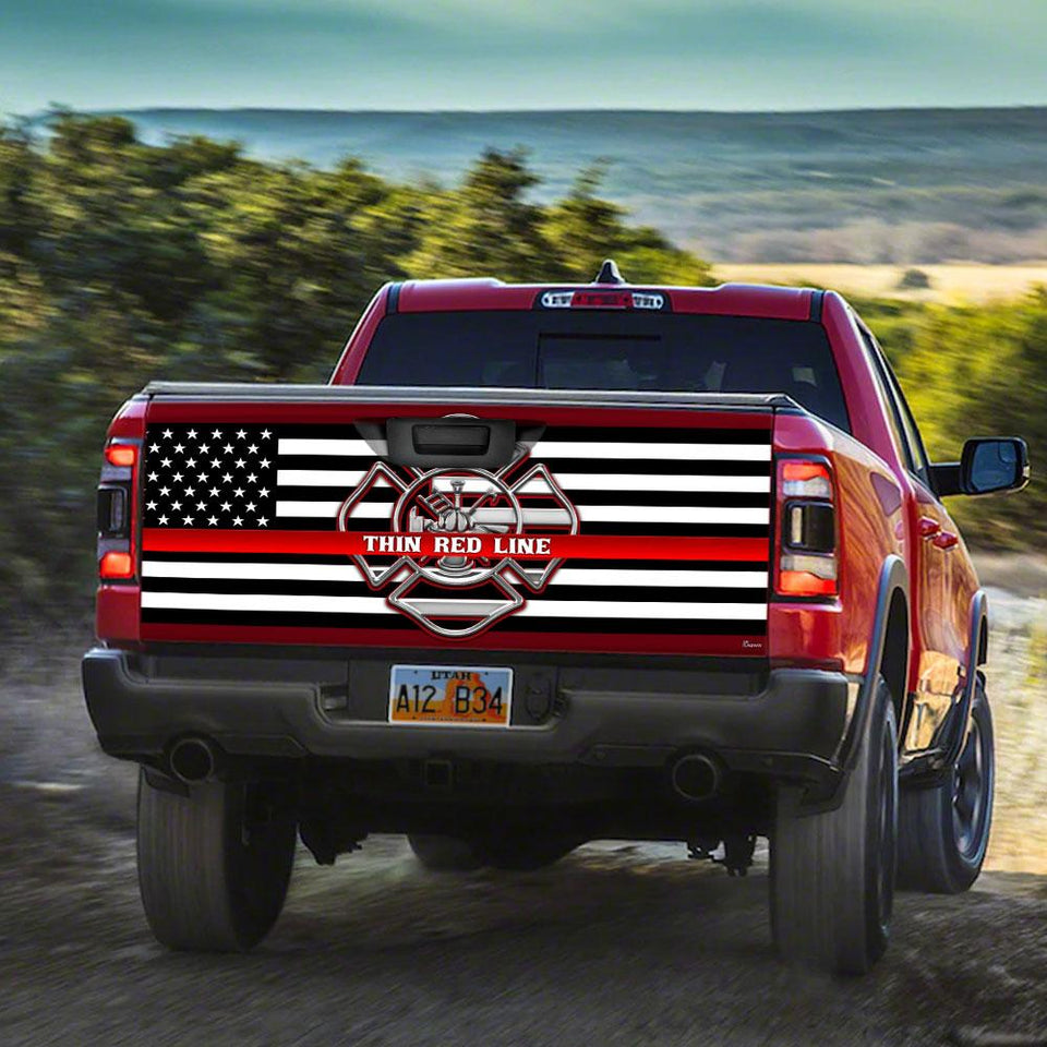 Thin Red Line truck Tailgate Decal Sticker Wrap Tailgate Wrap Decals For Trucks