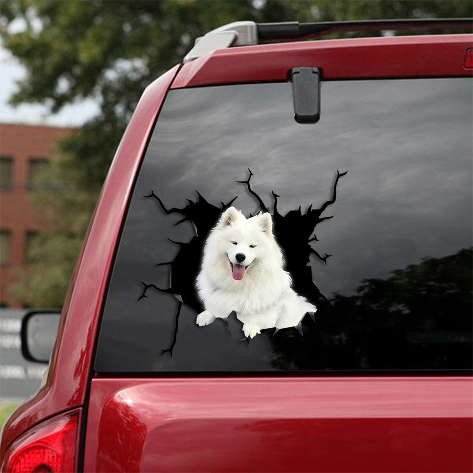 [sk1004-snf-tpa]-samoyed-crack-car-sticker-dogs-lover