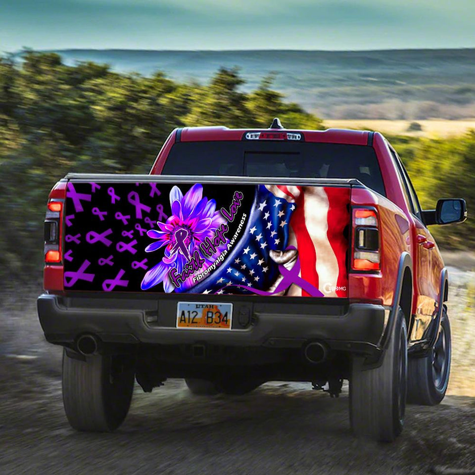 Fibromyalgia Awareness truck Tailgate Decal Sticker Wrap Faith Hope Love Tailgate Wrap Decals For Trucks