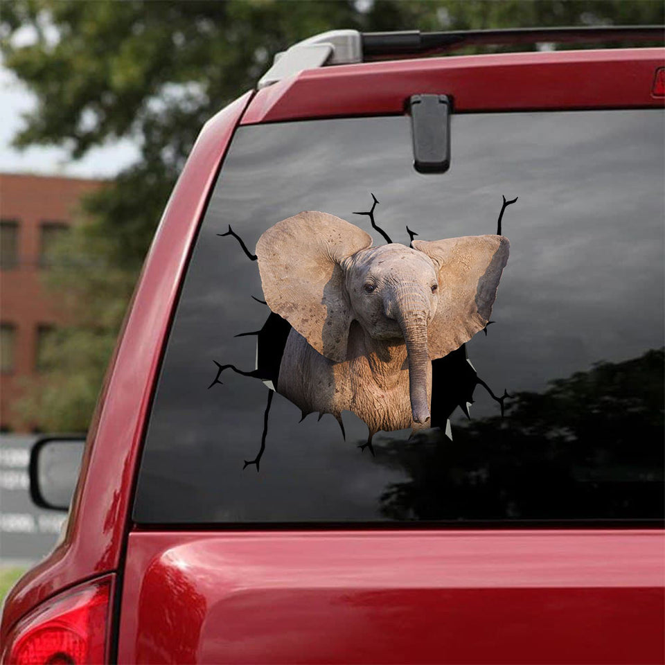[bv0045-snf-tpa]-elephant-crack-car-sticker-animals-lover