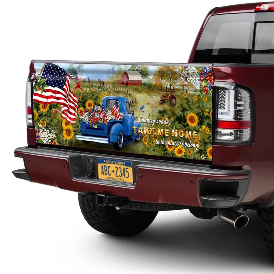 Country Roads American truck Tailgate Decal Sticker Wrap Tailgate Wrap Decals For Trucks