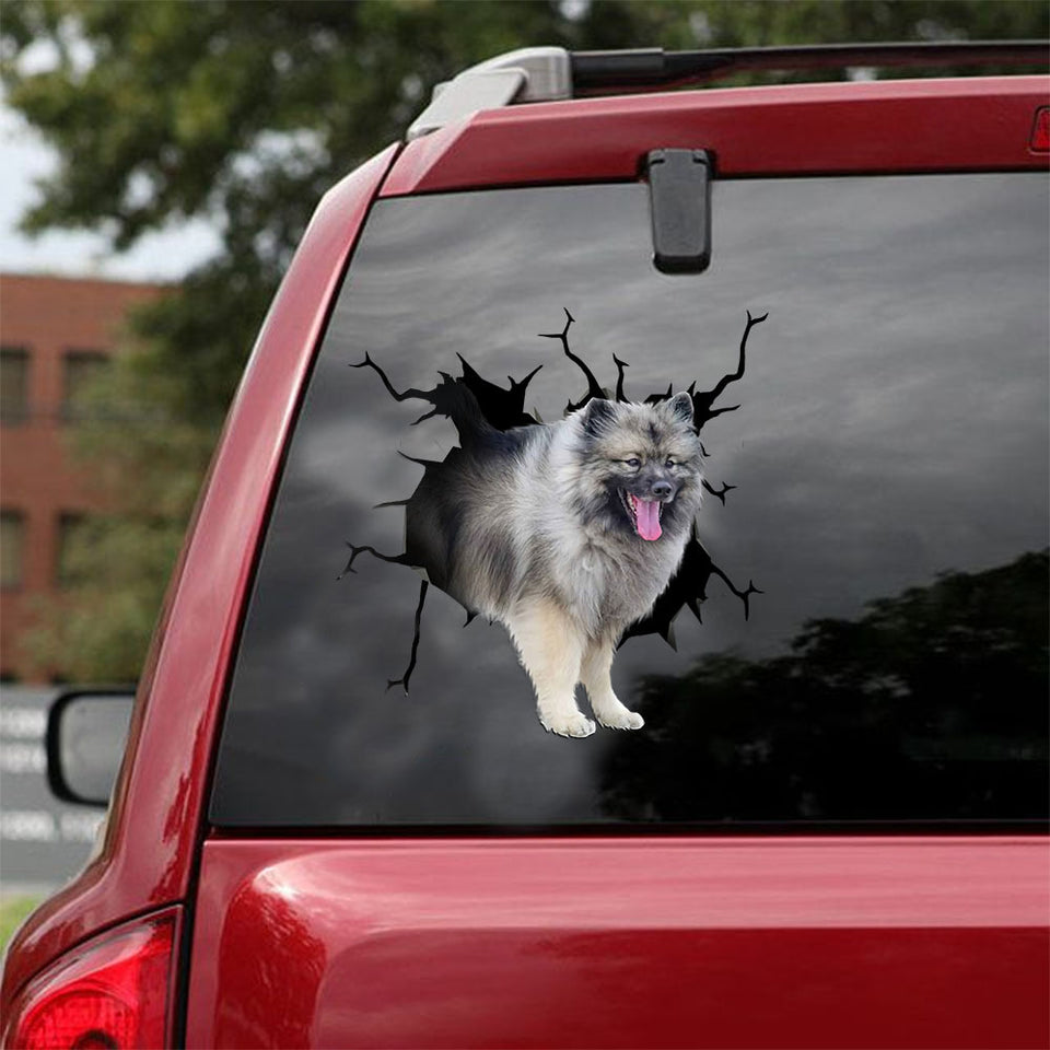 Keeshond Crack Sticker For Car Funny Jokes Custom Sticker Labels Mother's Day Gifts From Daughter - General die-cut waterproof vinyl sticker decal