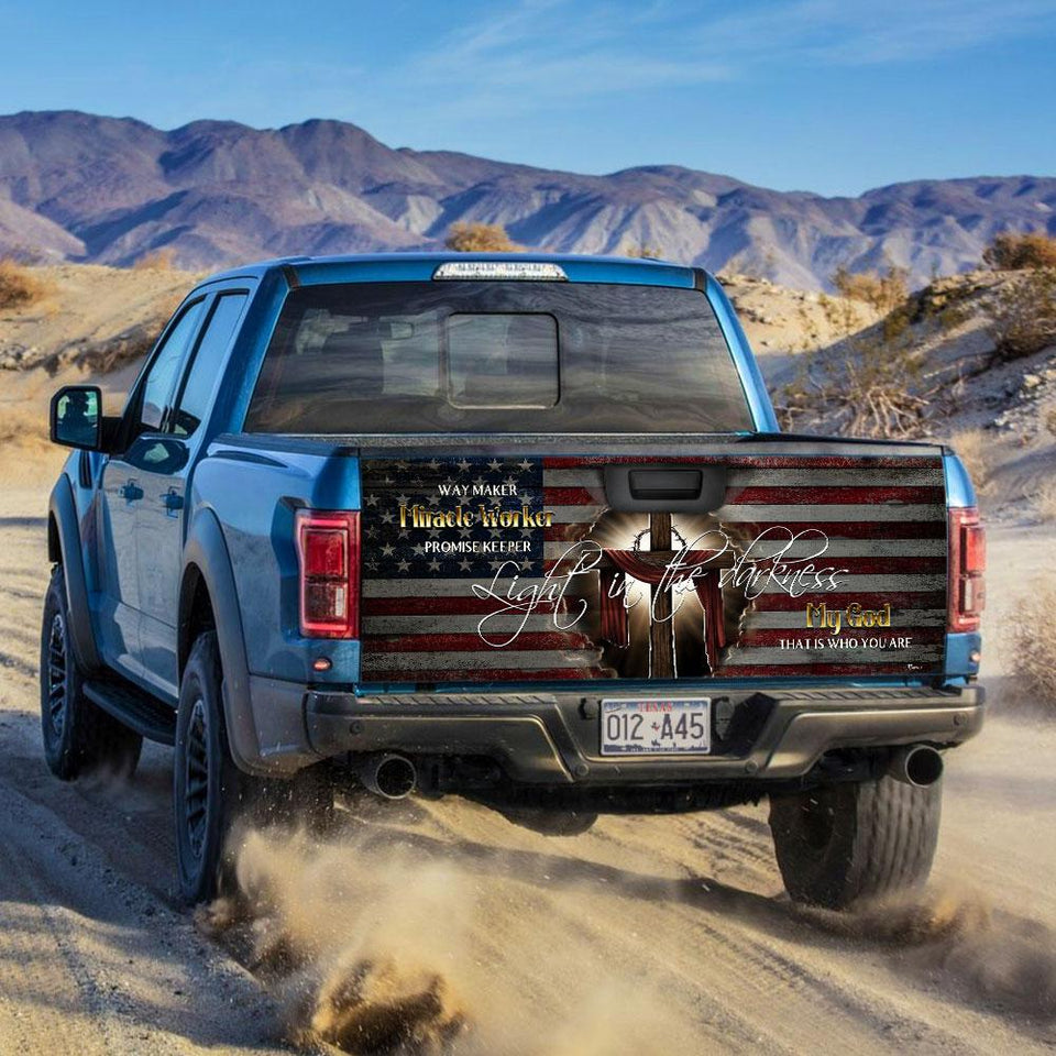 God Jesus Cross American truck Tailgate Decal Sticker Wrap Tailgate Wrap Decals For Trucks
