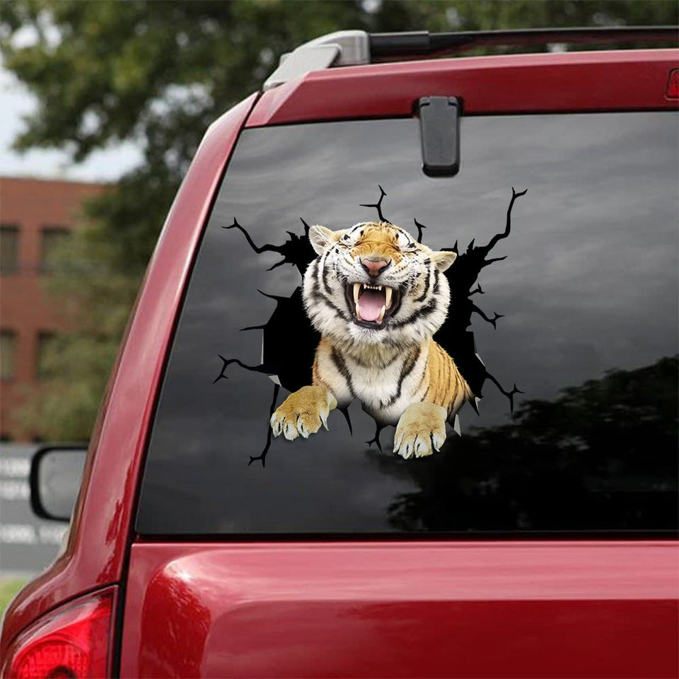 [sk1465-snf-lad]-tiger-crack-car-sticker-hunting-lover
