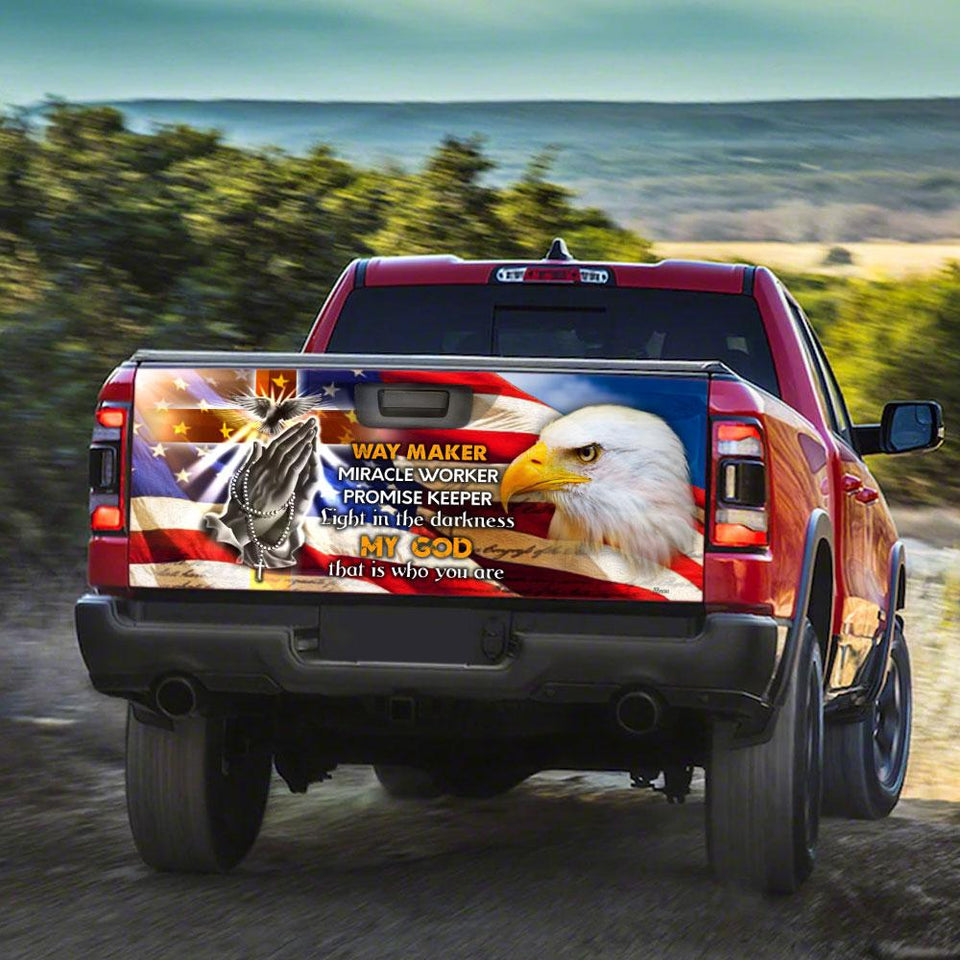 Jesus Cross Eagle American truck Tailgate Decal Sticker Wrap Tailgate Wrap Decals For Trucks