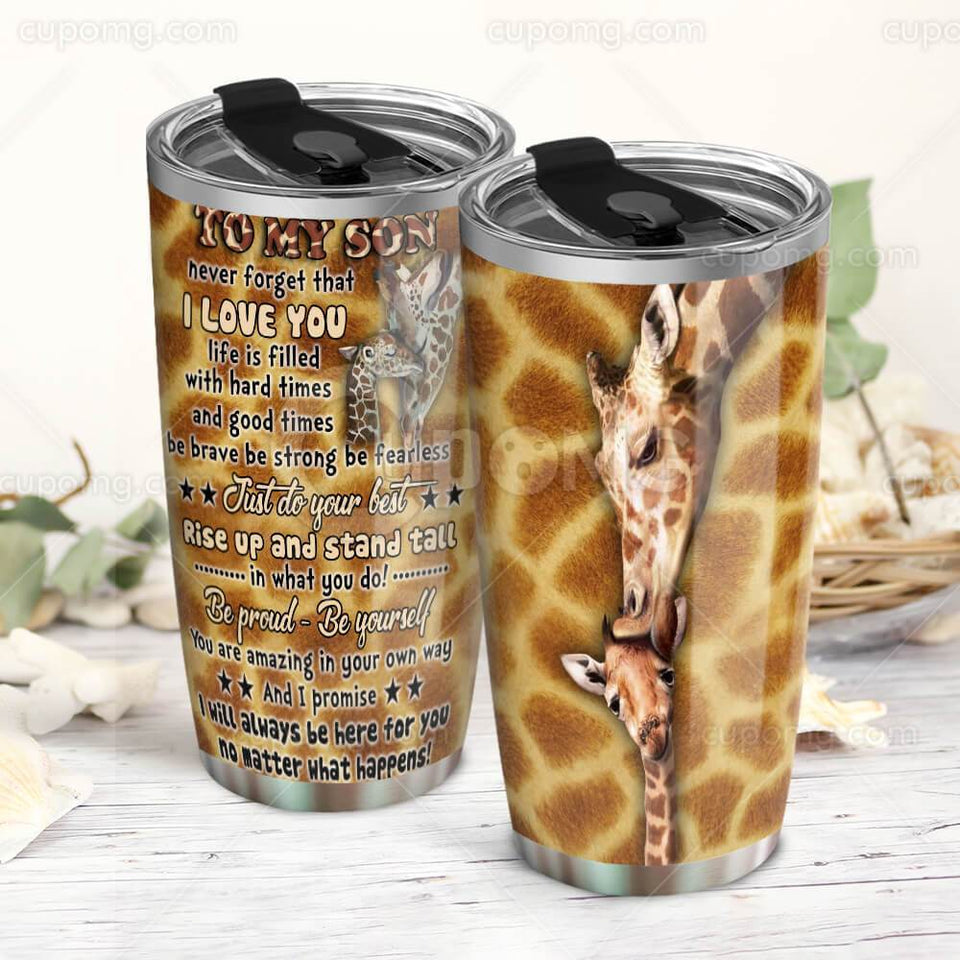 Mom To Son, Be Proud - Be Yourself Giraffe 20oz Tumbler HHS87