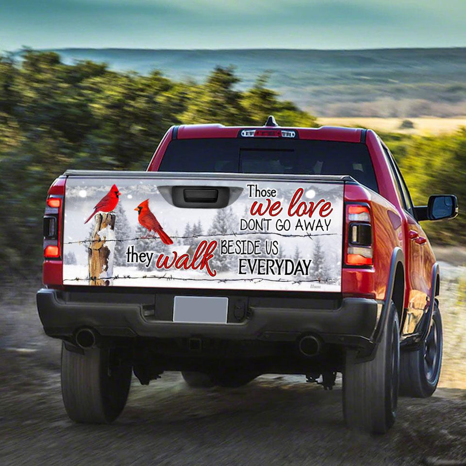 Those We Love Don't Go Away Red Cardinal Christmas truck Tailgate Decal Sticker Wrap Tailgate Wrap Decals For Trucks