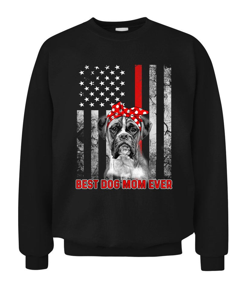 Best Dog MOM Ever Boxer Dog MOM USA Flag Patriotic Tshirt
