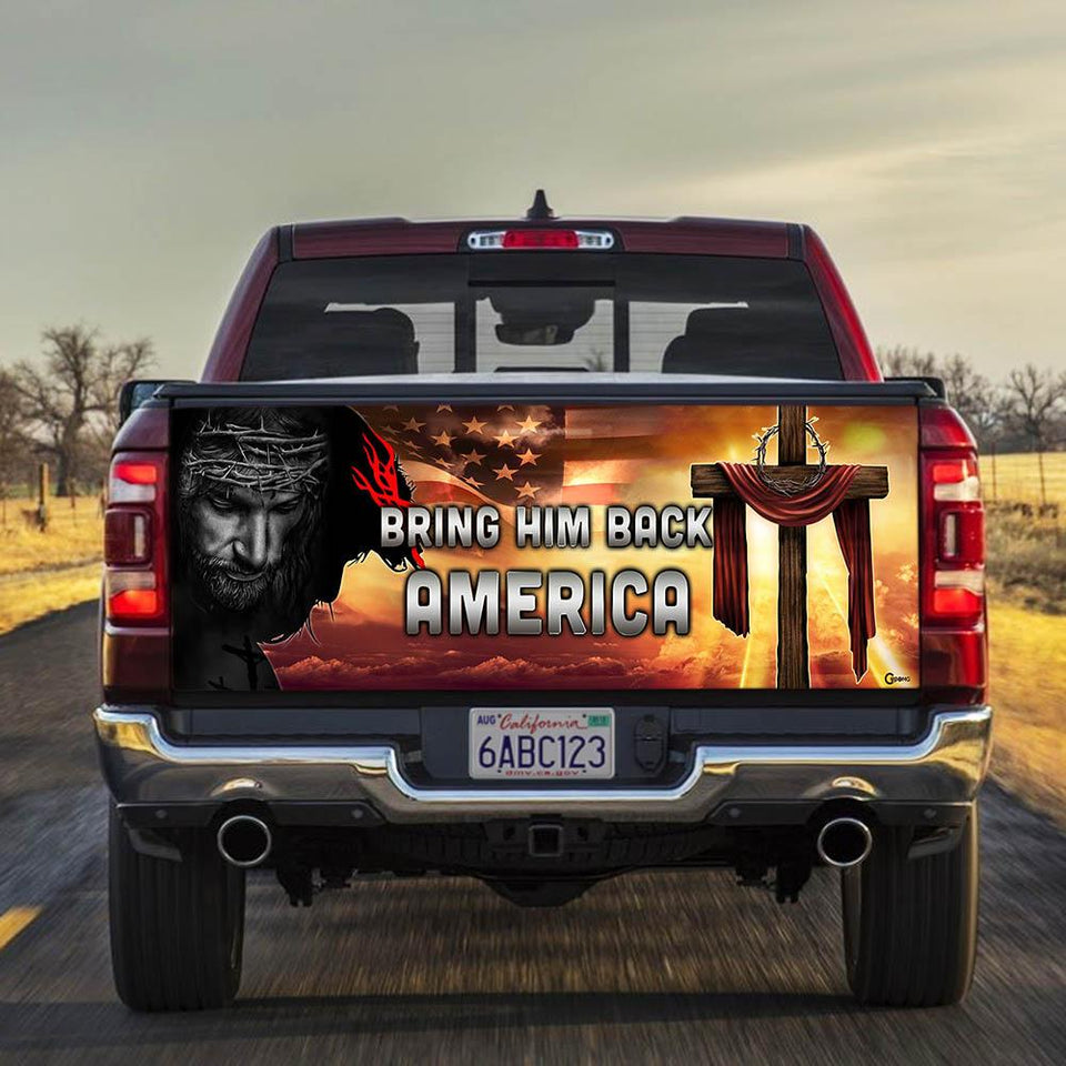 Christian Cross American truck Tailgate Decal Sticker Wrap Bring Him Back Tailgate Wrap Decals For Trucks