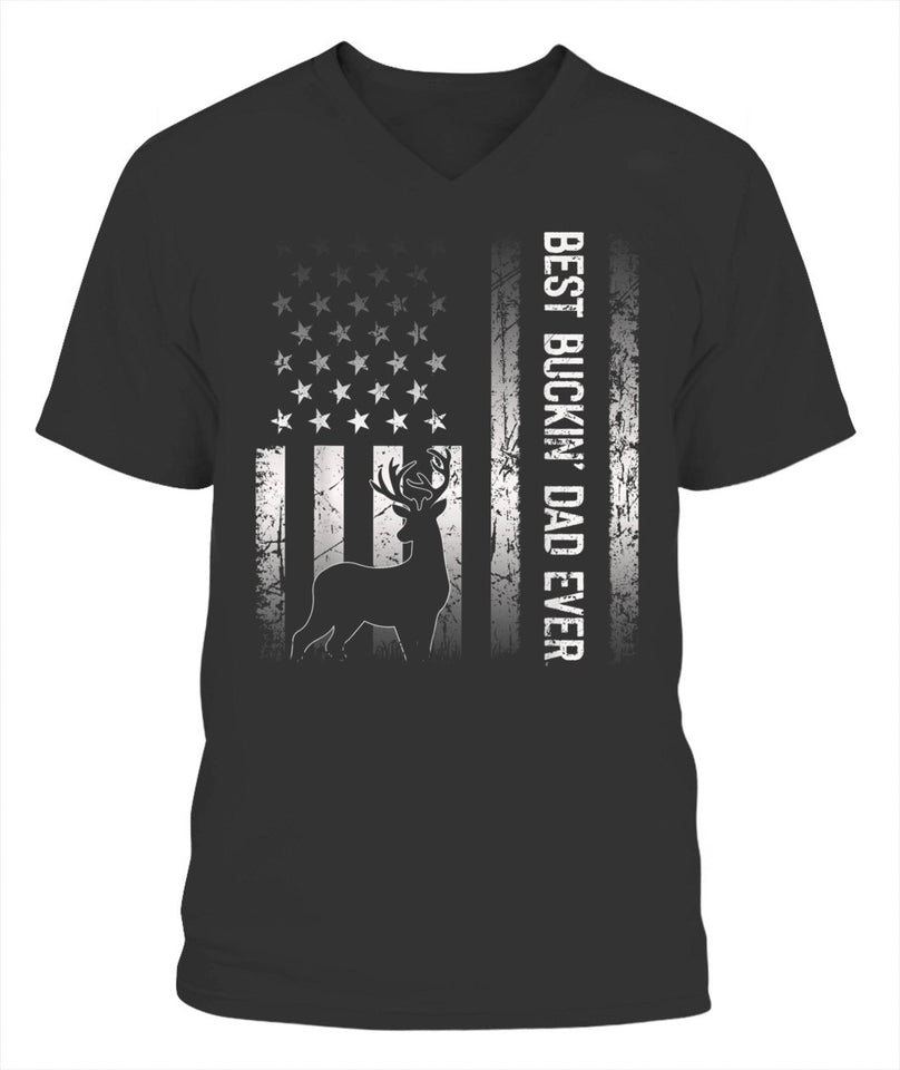 Best Buckin Dad Ever American Flag Gift for Fathers Day Tee Shirt