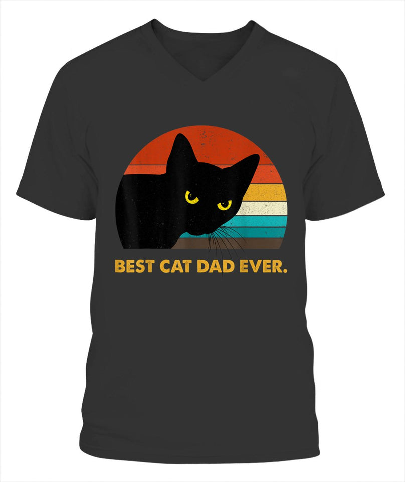 Best Cat Dad Ever Vintage Mens Tshirt Black Cat Daddy Tee