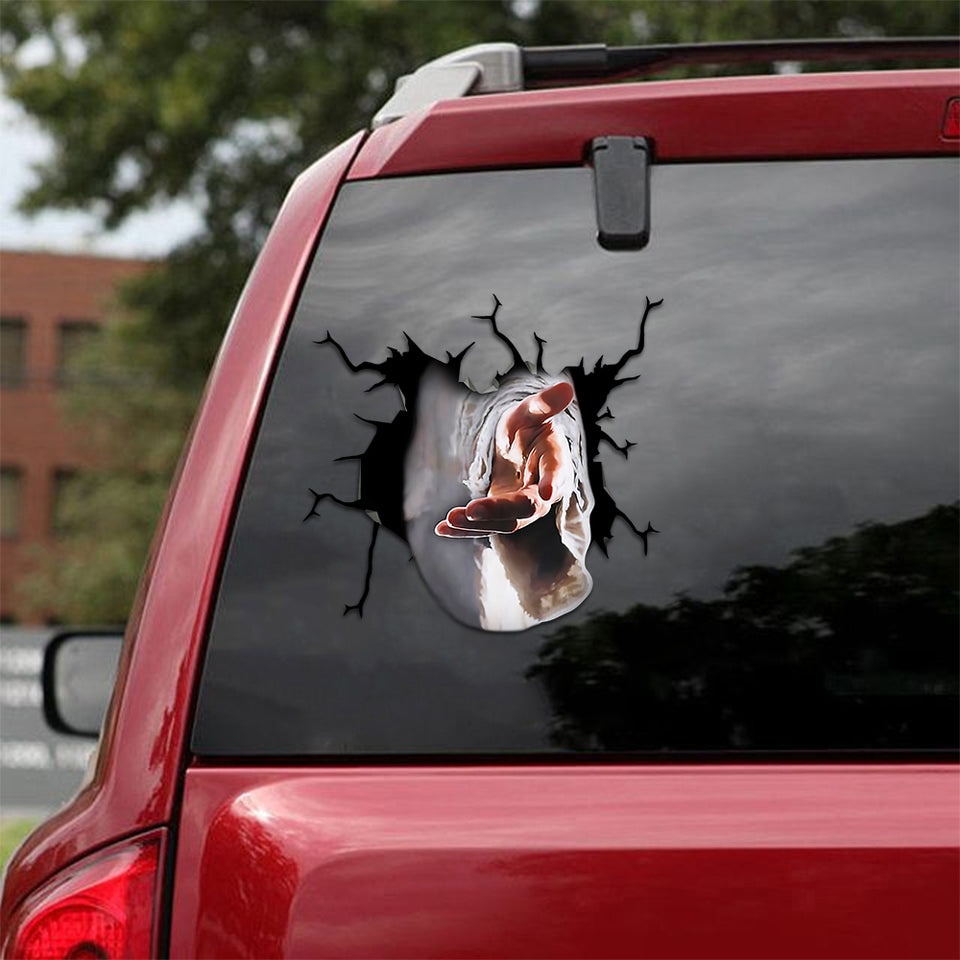 [th0507-snf-ptd]-jesus-crack-car-sticker-gods-lover