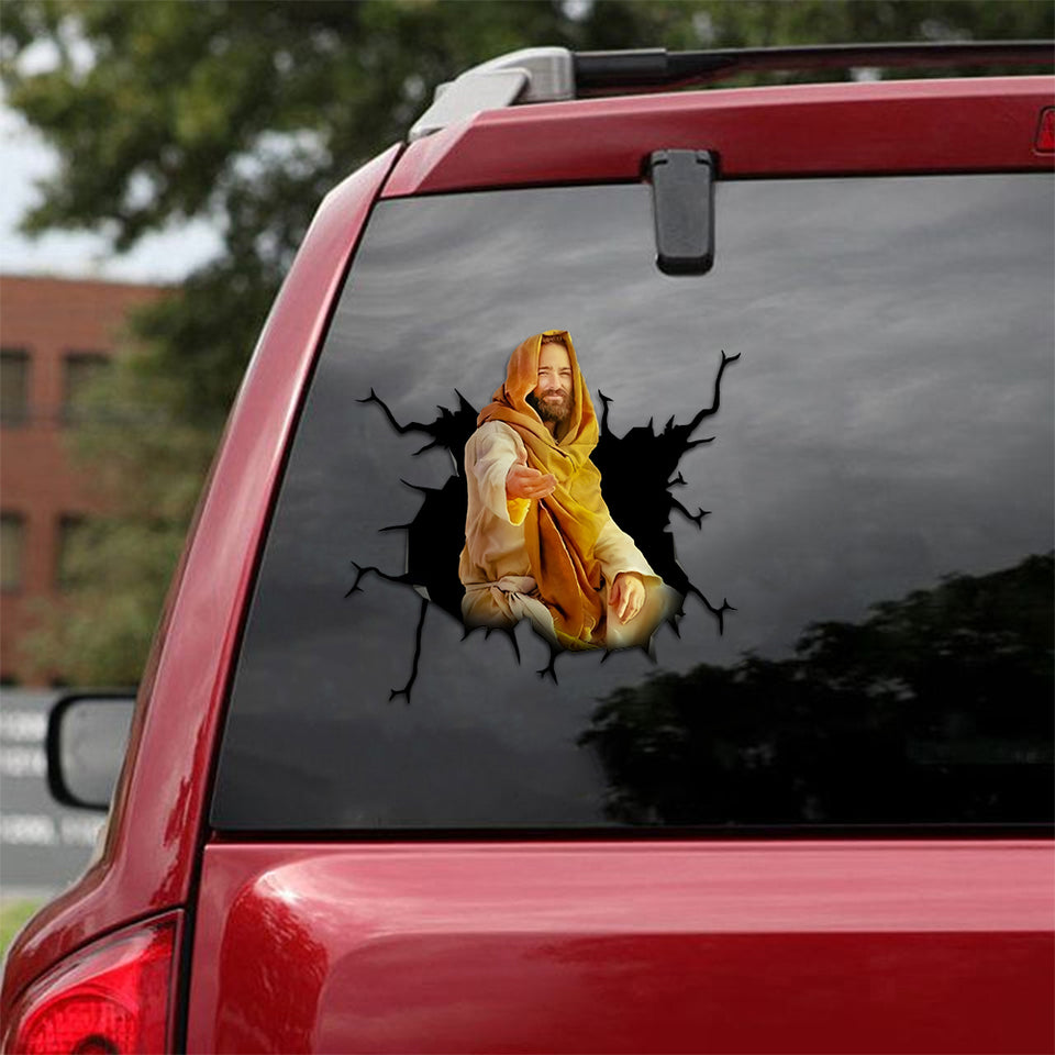 [th0539-snf-ptd]-jesus-crack-car-sticker