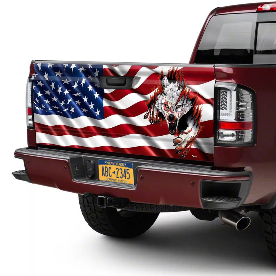 Wolf Graphic American Truck Tailgate Decal Sticker Wrap Tailgate Wrap Decals For Trucks