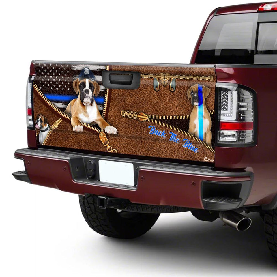 Boxer Back The Blue 3d Zipper truck Tailgate Decal Sticker Wrap Tailgate Wrap Decals For Trucks