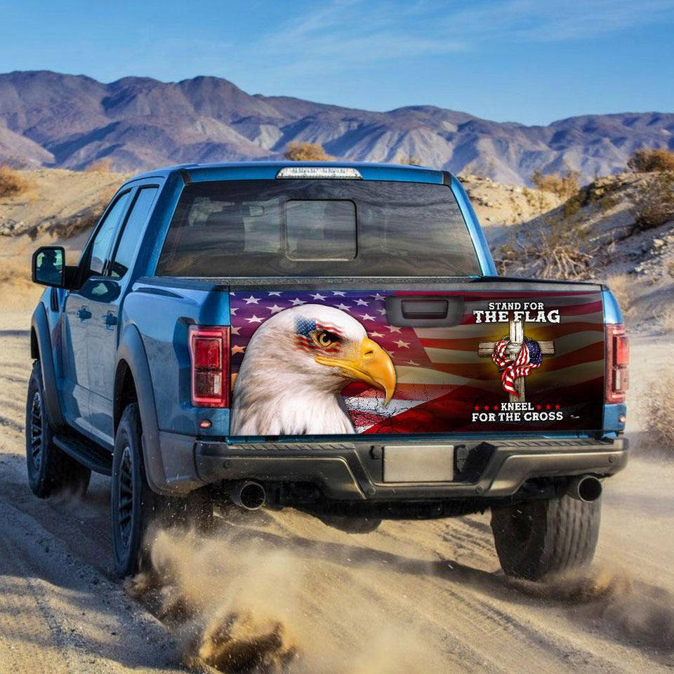 Stand For The Flag Kneel For The Cross truck Tailgate Decal Sticker Wrap Tailgate Wrap Decals For Trucks