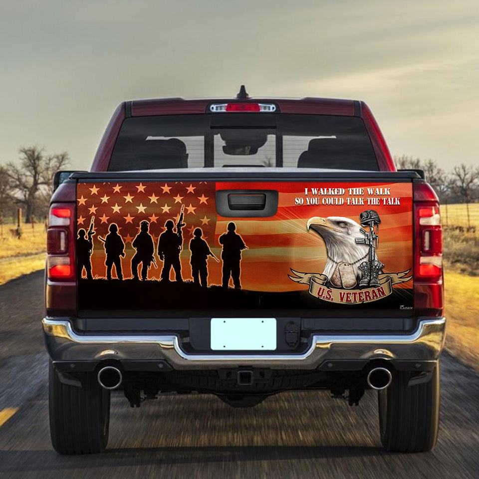 Veterans truck Tailgate Decal Sticker Wrap Veteran Day Veteran Gifts Veteran Decoration Idea I Walked The Walk So You Could Talk The Talk Tailgate Wrap Decals For Trucks