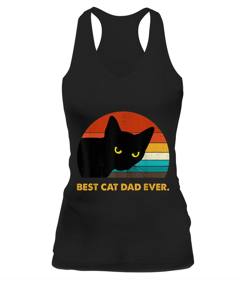 Best Cat Dad Ever Vintage Mens Tshirt Black Cat Daddy Tee