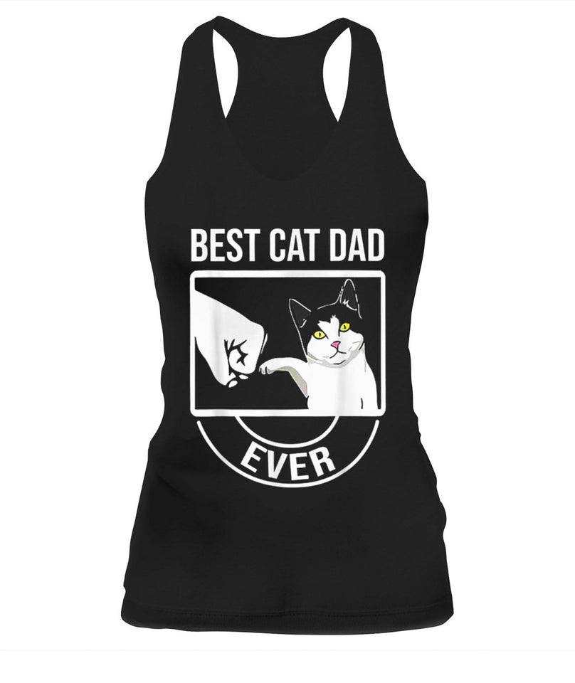 Best Cat Dad Ever Funny Paw Kitten Cat Fist Bump Tee Shirt