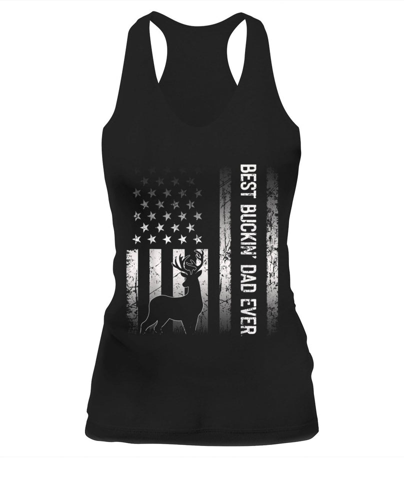 Best Buckin Dad Ever American Flag Gift for Fathers Day Tee Shirt