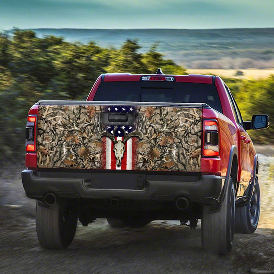 Deer Skull Art American truck Tailgate Decal Sticker Wrap Tailgate Wrap Decals For Trucks