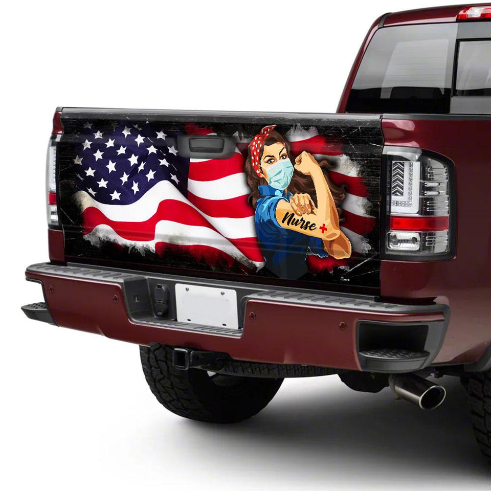 Proud Nurse American truck Tailgate Decal Sticker Wrap Tailgate Wrap Decals For Trucks