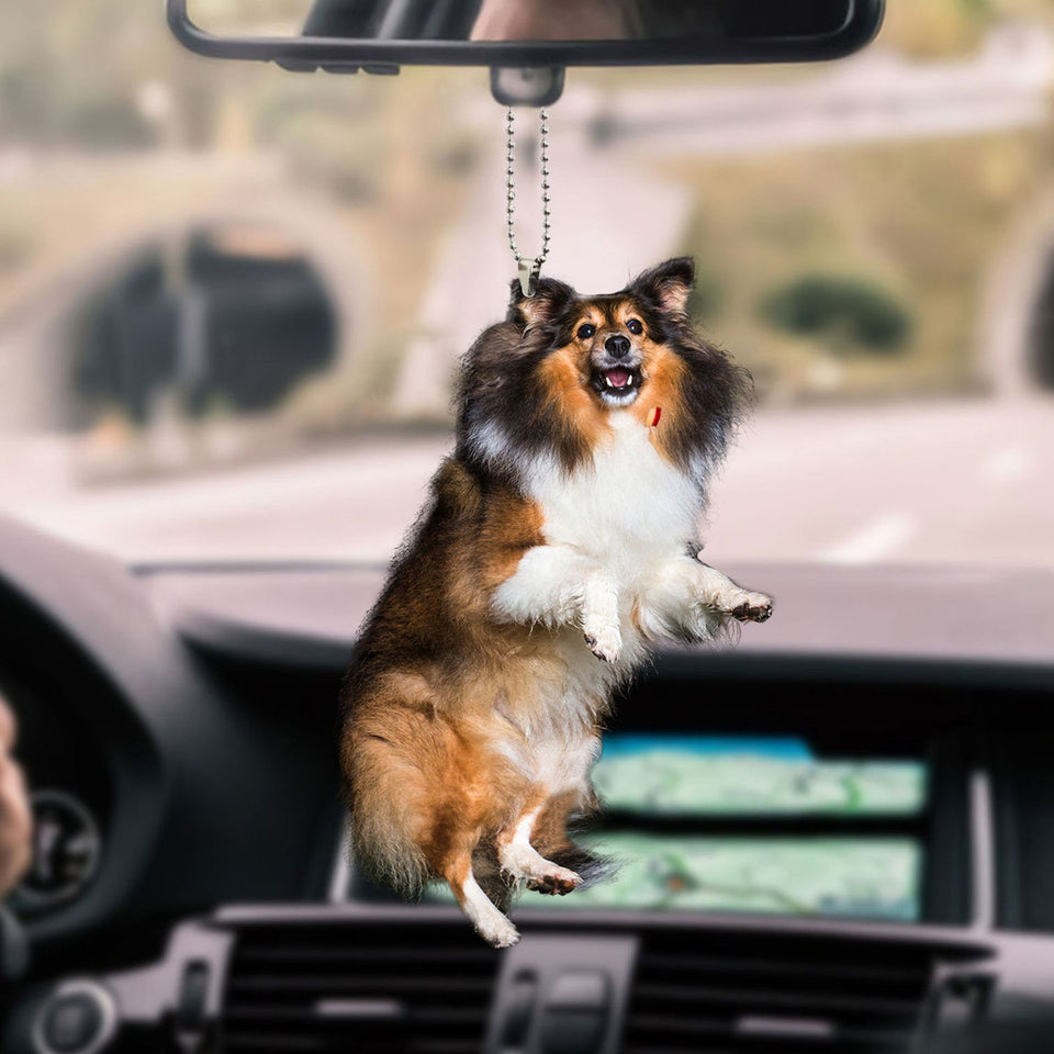 Shetland Sheepdog Car Model Ornament Cute Car Festooned Graduation Gift Ideas - General holiday keepsake Christmas tree hanging ornament preview