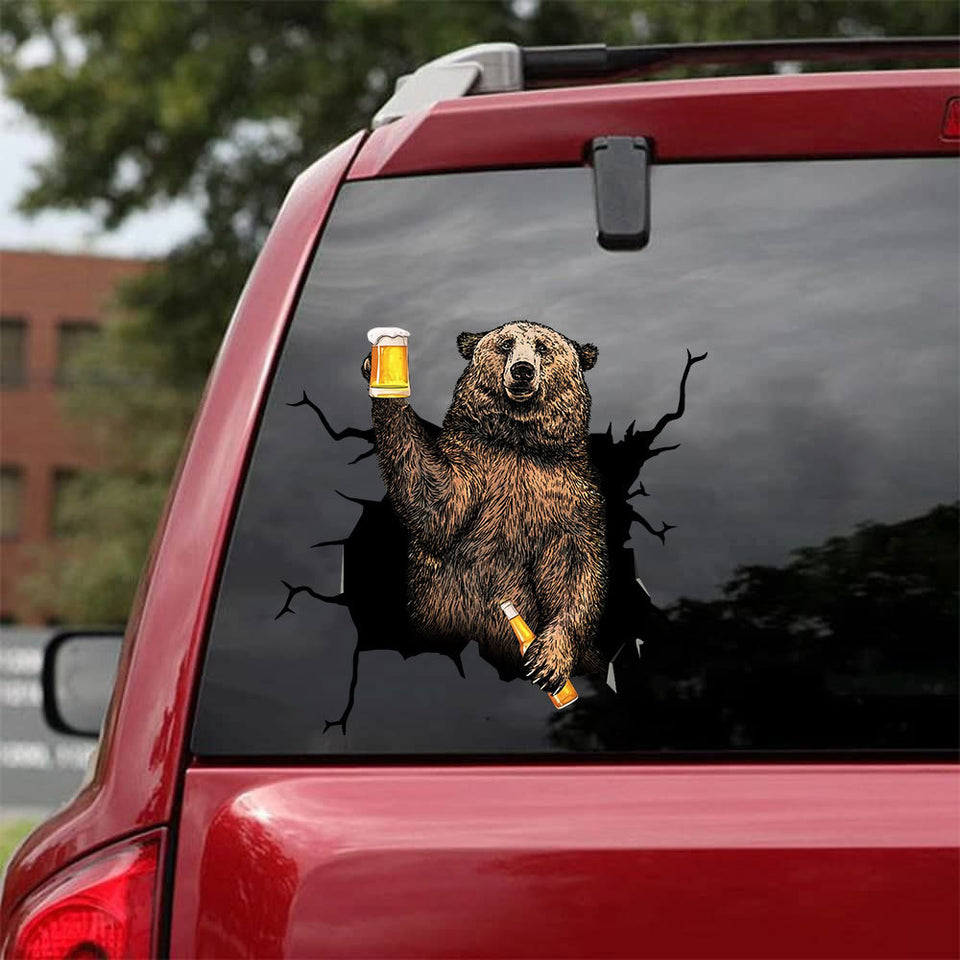 Bear Camping Crack Decal Sticker Car Likeable Vinyl Stickers Anniversary Gifts For Boyfriend - Wildlife & Nature die-cut waterproof vinyl sticker decal