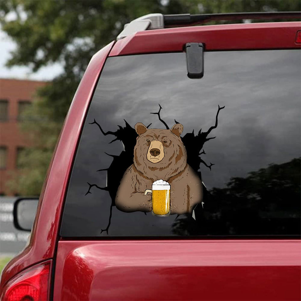 Bear Camping Crack Sticker Kawaii Pretty Cute Vinyl Decals Gift Sets - Wildlife & Nature die-cut waterproof vinyl sticker decal