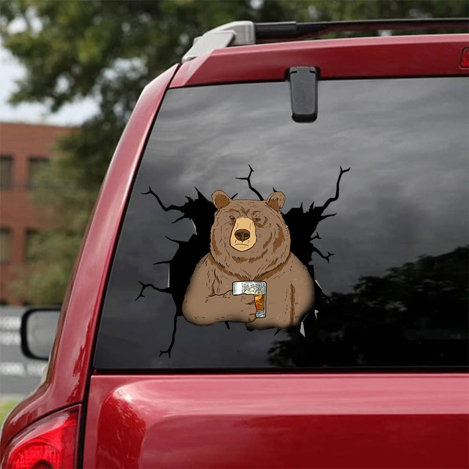 Bear Camping Crack Sticker Design Be Cute Laptop Decals Christmas - Wildlife & Nature die-cut waterproof vinyl sticker decal