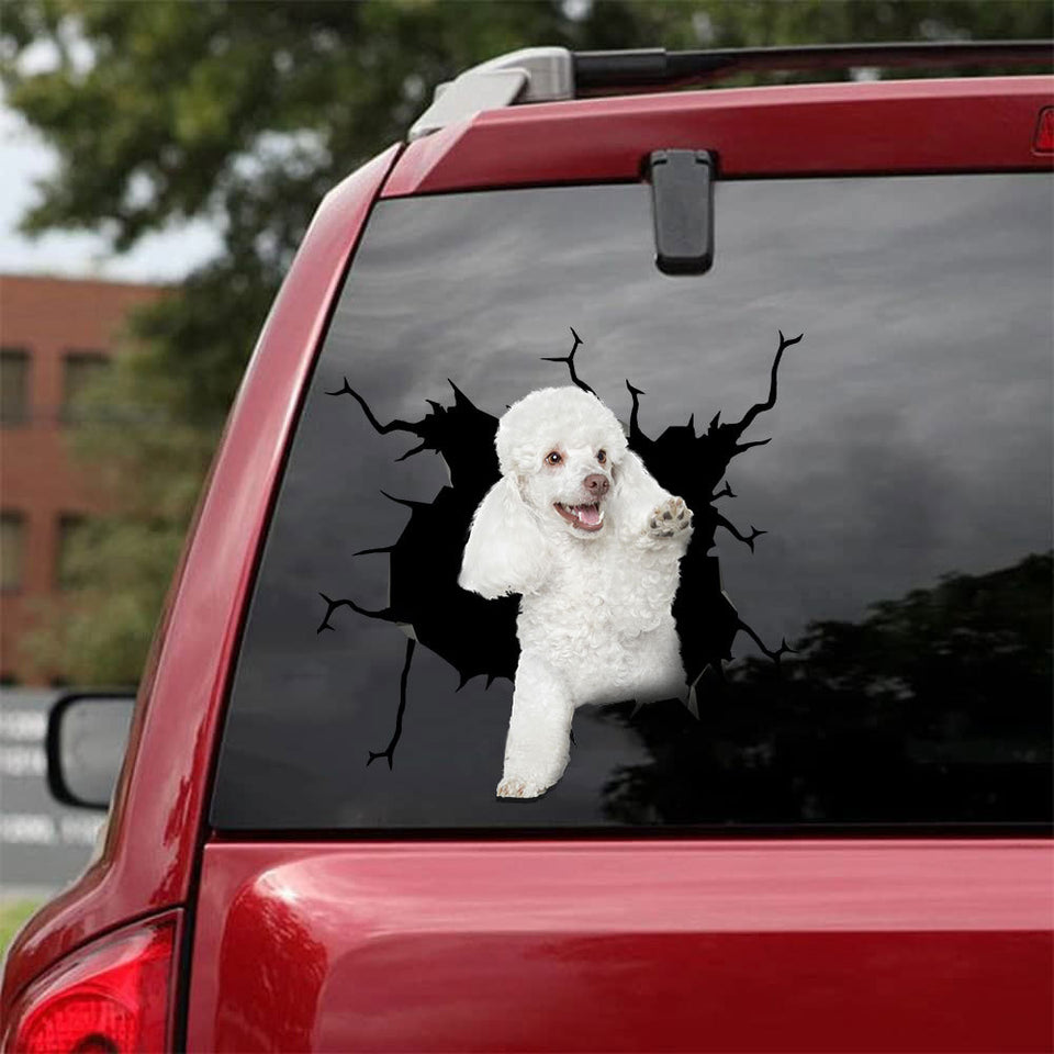 Poodle Crack Sticker Custom Lovely Custom Wall Decal Gifts For Couples - Dog Lovers die-cut waterproof vinyl sticker decal