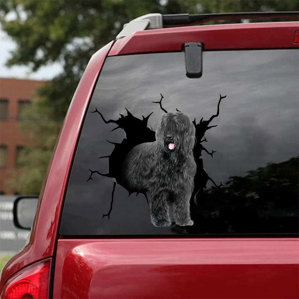Briard Crack Sticker Emoji Humor Water Bottle Labels Cool Gifts For Guys - General die-cut waterproof vinyl sticker decal