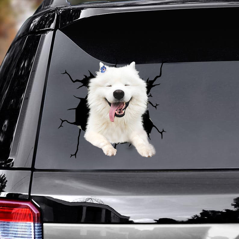 [bh0306-snf-lad]-samoyed-crack-car-sticker-dogs-lover