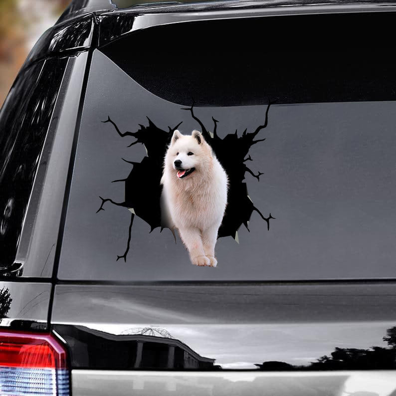 [bh0308-snf-lad]-samoyed-crack-car-sticker-dogs-lover