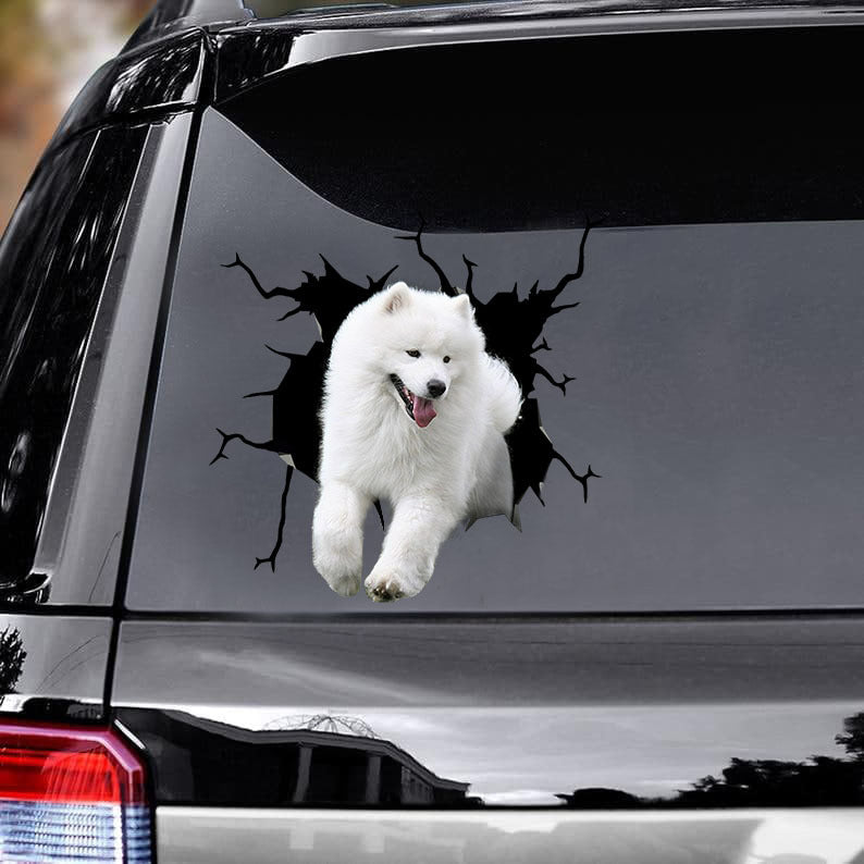 [bh0309-snf-lad]-samoyed-crack-car-sticker-dogs-lover