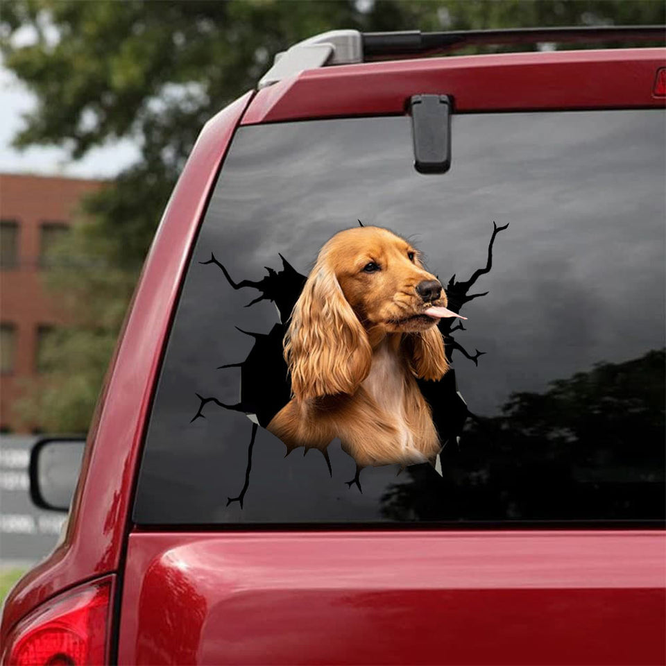 [bh0317-snf-lad]-cocker-spaniel-crack-car-sticker-dogs-lover