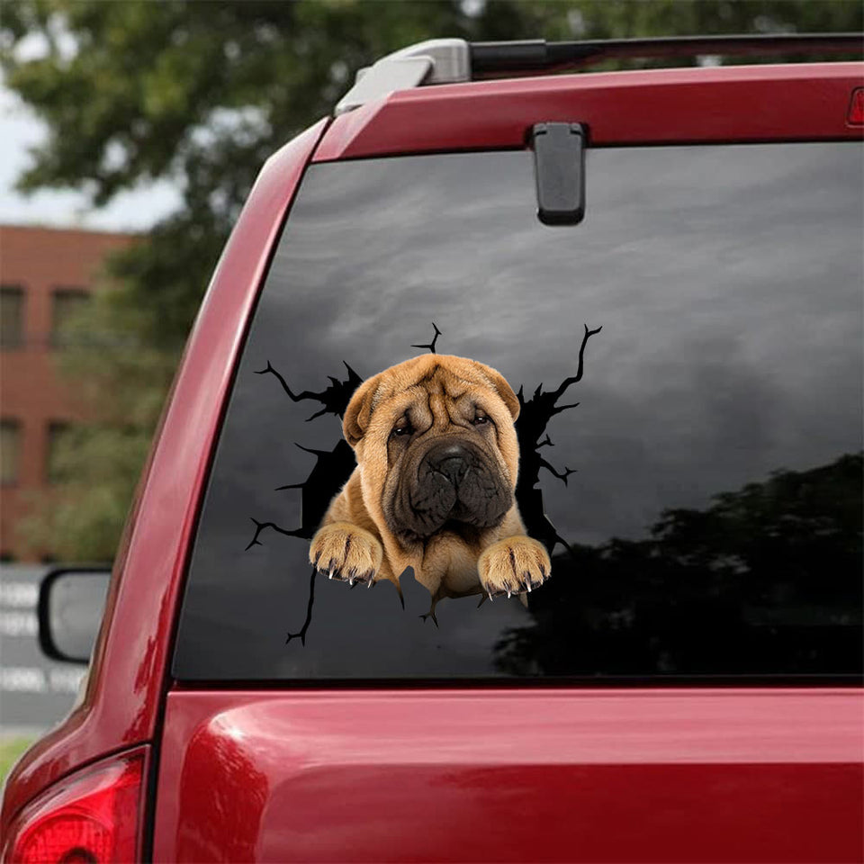 Shar-pei Crack Sticker Car Window Cuteness Overloaded Making Stickers With Decals Teacher Gifts - Dog Lovers die-cut waterproof vinyl sticker decal