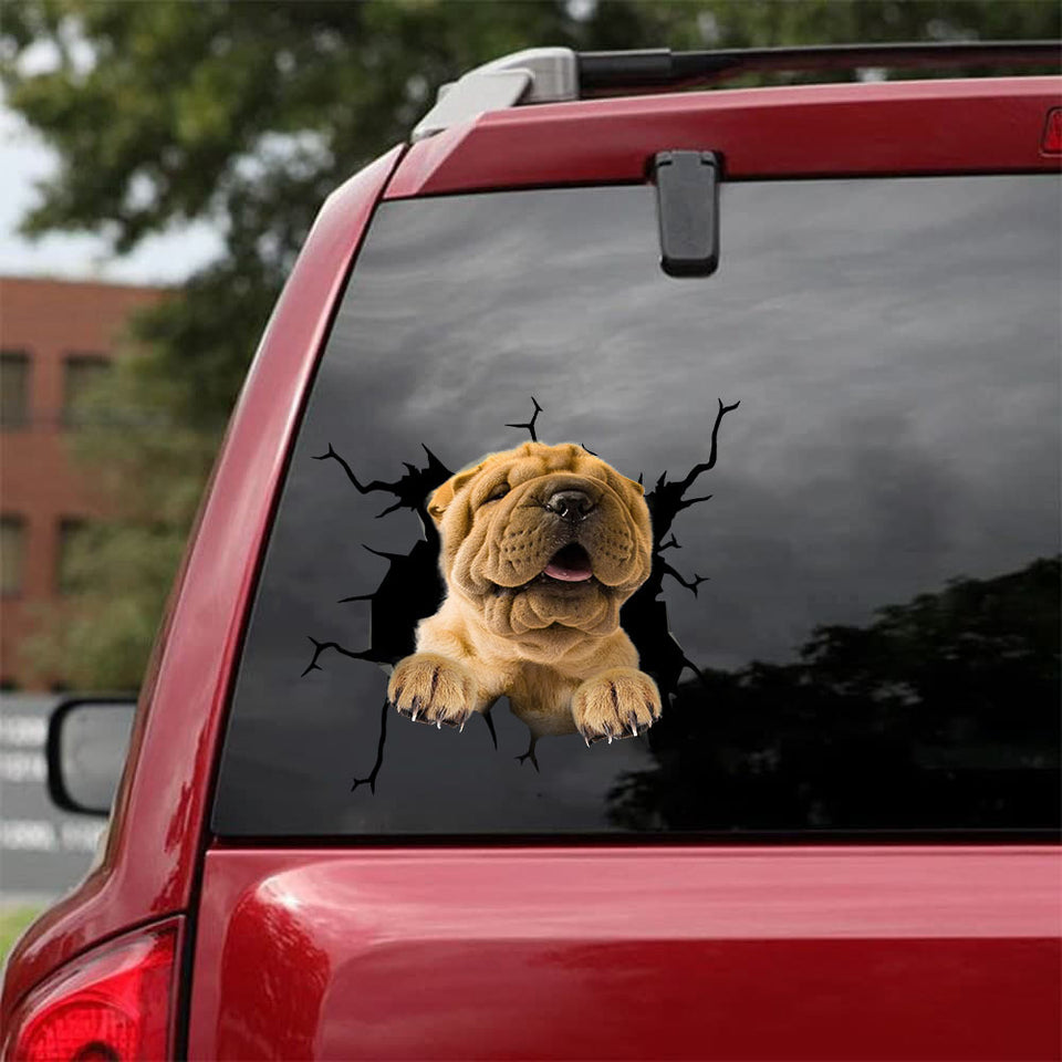 Shar-pei Crack Decals For Windows A Cute Car Bumper Stickers First Anniversary Gift - Dog Lovers die-cut waterproof vinyl sticker decal