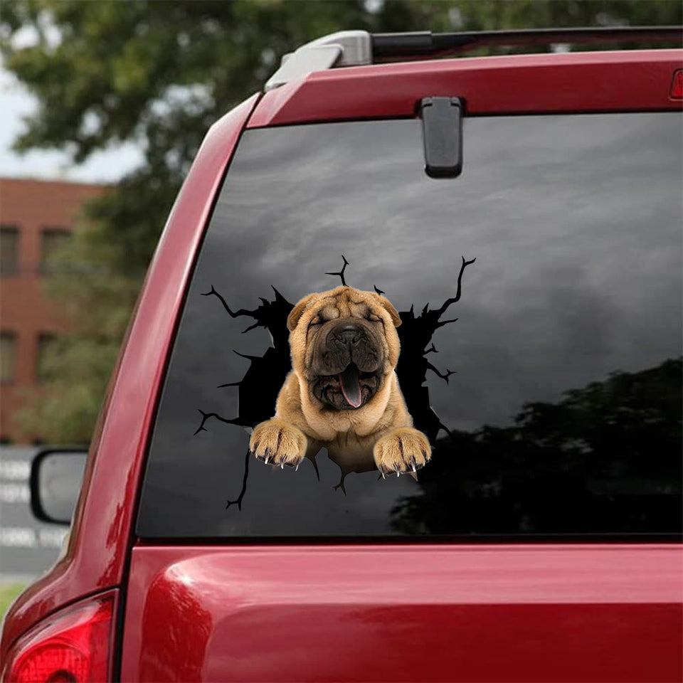 Shar-pei Crack Decals For Windows Pretty Cute Thank You Stickers Anniversary Ideas - Dog Lovers die-cut waterproof vinyl sticker decal