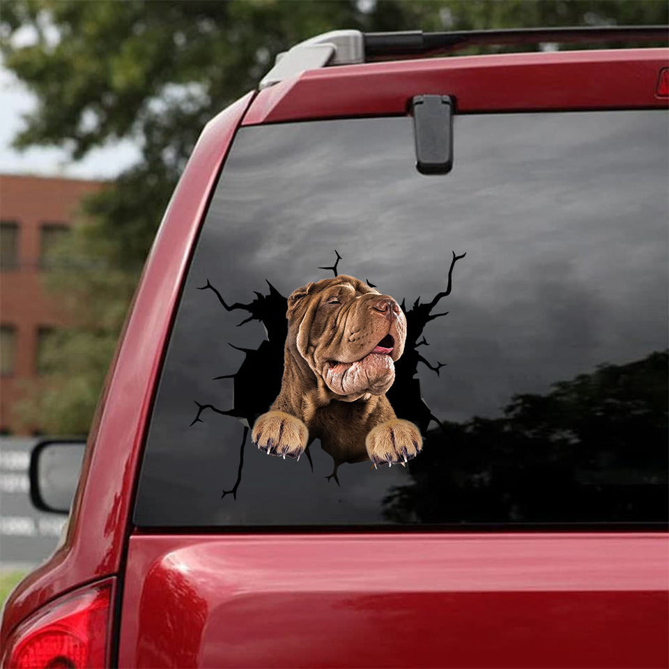 Shar-pei Crack Decor Decal Funny Quotes Custom Wall Decal Gifts For Him - Dog Lovers die-cut waterproof vinyl sticker decal