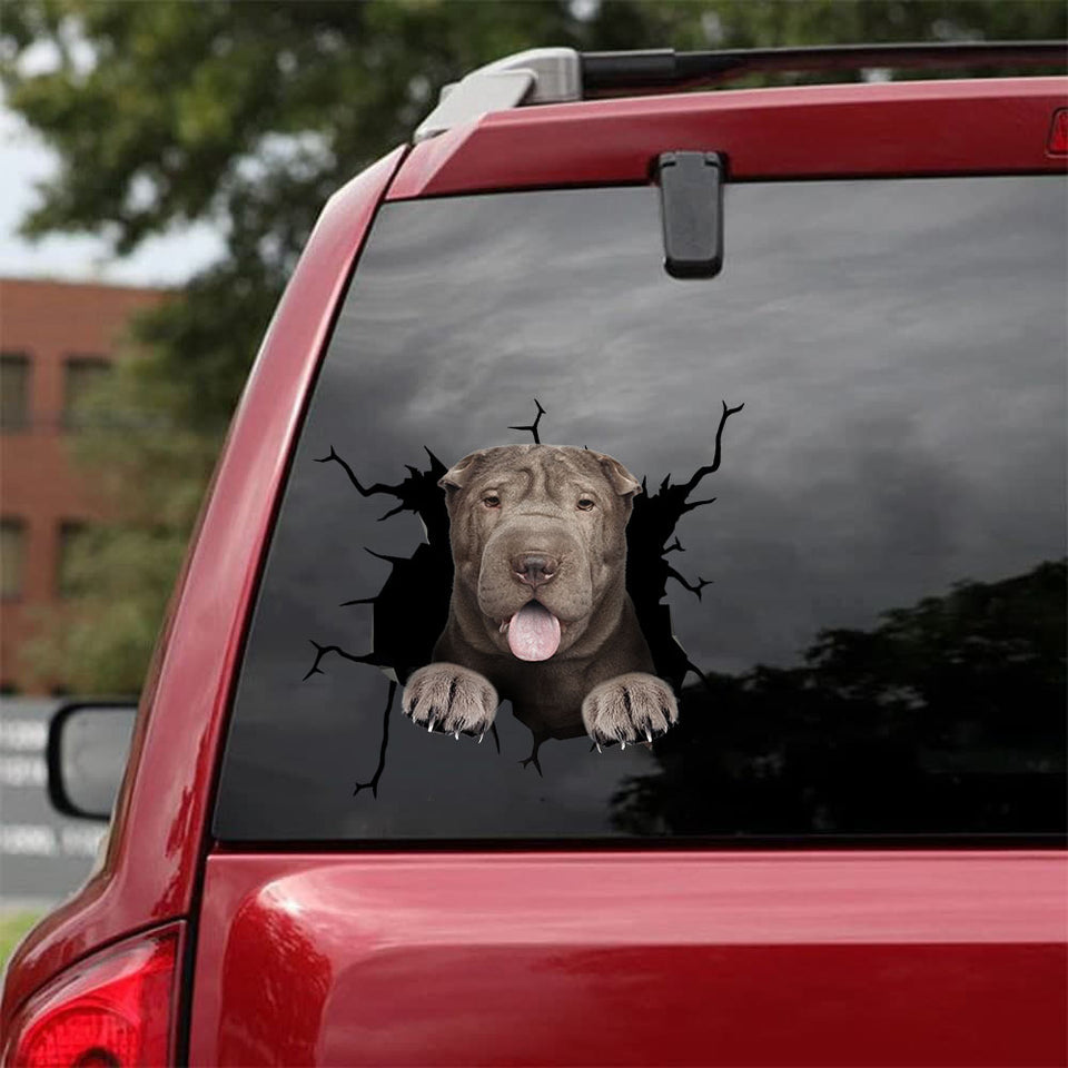 Shar-pei Crack Decal For Boat A Cute Water Bottle Labels 6 Year Anniversary Gift - Dog Lovers die-cut waterproof vinyl sticker decal