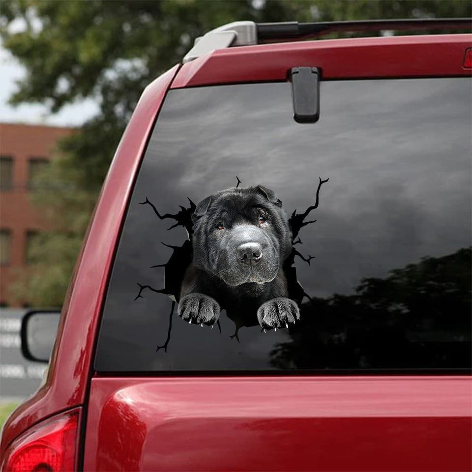 Shar-pei Crack Decal For Rear Window Wiper Cute Waterproof Labels Fathers Day Crafts - Dog Lovers die-cut waterproof vinyl sticker decal