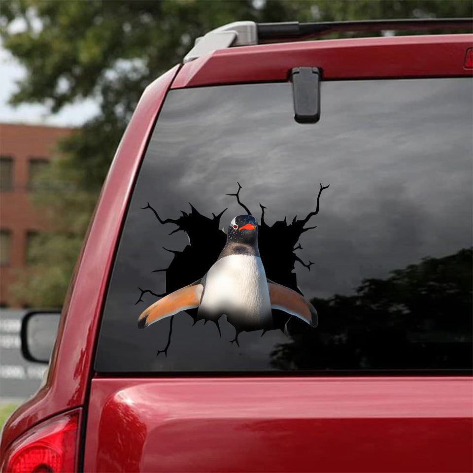 Penguin Crack Decals For Walls A Cute Kiss Cut Stickers Gifts For Girlfriend - Wildlife & Nature die-cut waterproof vinyl sticker decal