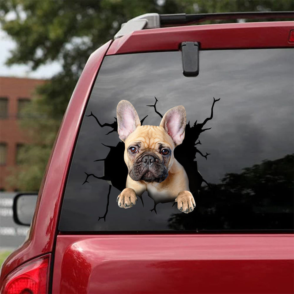 French Bulldog Crack Car Decal Custom Funny Memes Stickers Father's Day Gift Ideas - Dog Lovers die-cut waterproof vinyl sticker decal