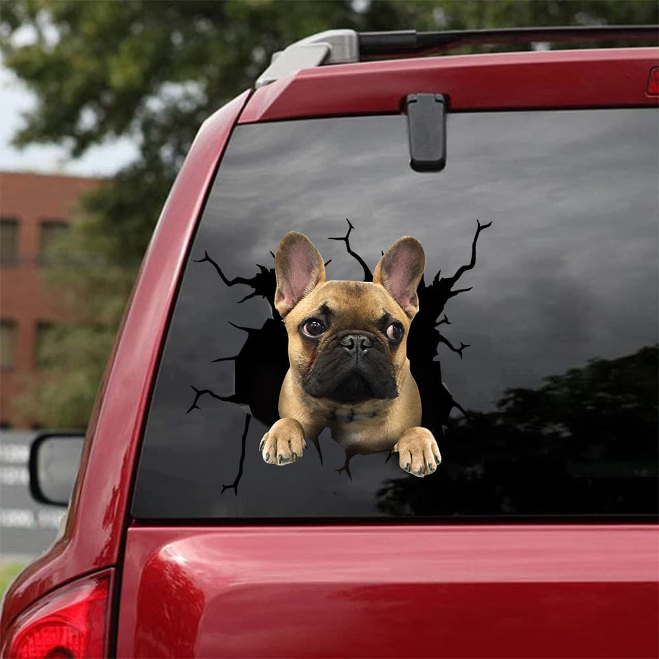 French Bulldog Crack Stickers For Cars Kawaii Custom Vinyl Stickers Wedding Gifts - Dog Lovers die-cut waterproof vinyl sticker decal