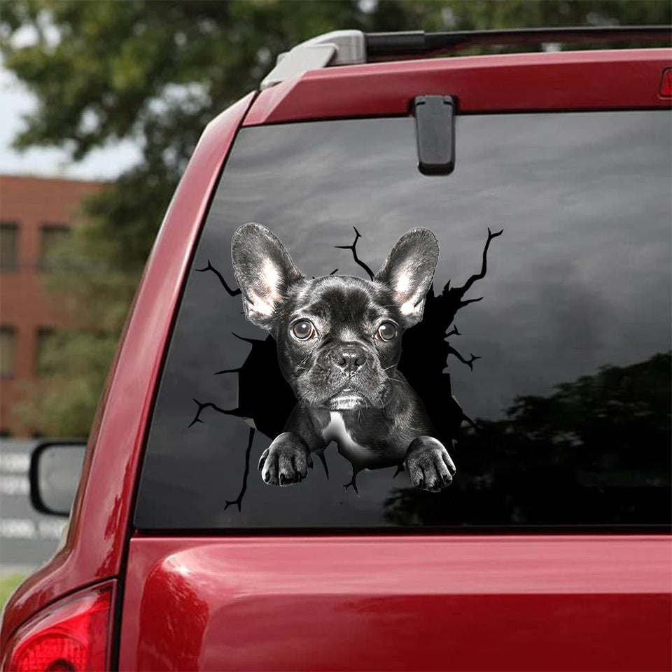 French Bulldog Crack Decal Items A Cute Waterproof Sticker Paper 3rd Anniversary Gift - Dog Lovers die-cut waterproof vinyl sticker decal