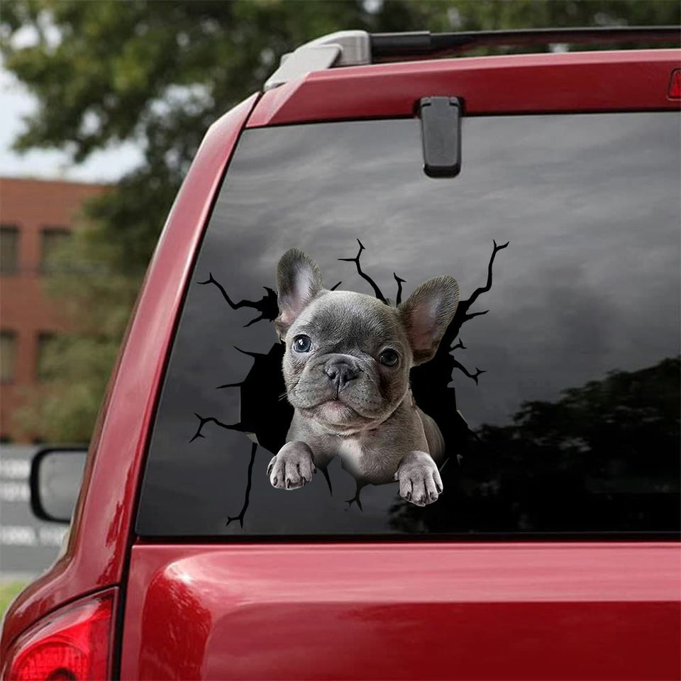 French Bulldog Crack Sticker Car Funny Window Stickers Gift Tag - Dog Lovers die-cut waterproof vinyl sticker decal
