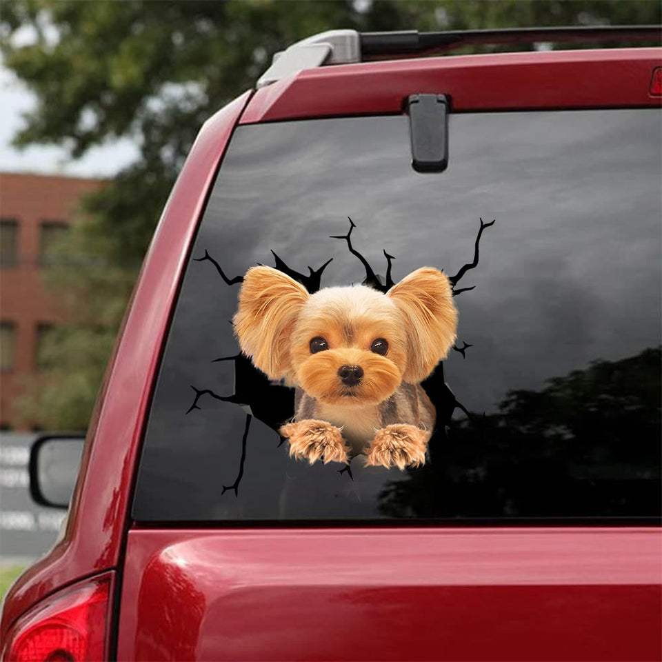 Yorkshire Terrier Crack Sticker Pack Funny Gifs Bumper Stickers Best Gifts For Men - Dog Lovers die-cut waterproof vinyl sticker decal